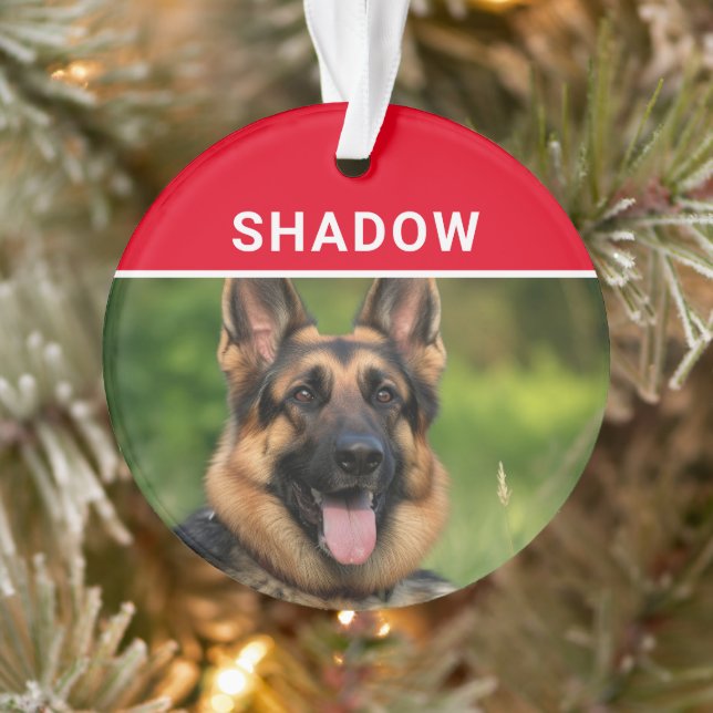 Adorno German Shepherd with Dog's Name Photo Christmas (Árbol)