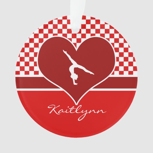 Adorno Gimnasia a cuadros del rojo rico con el monograma (Anverso)