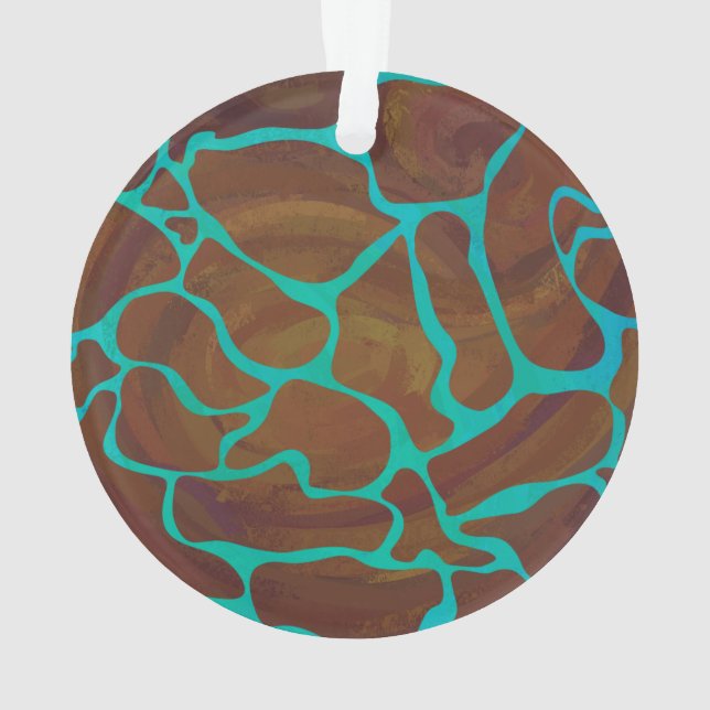 Adorno Giraffe Brown y la impresión Verde azulada (Reverso)