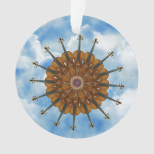 Adorno Girasol del violín en cielo azul con las nubes