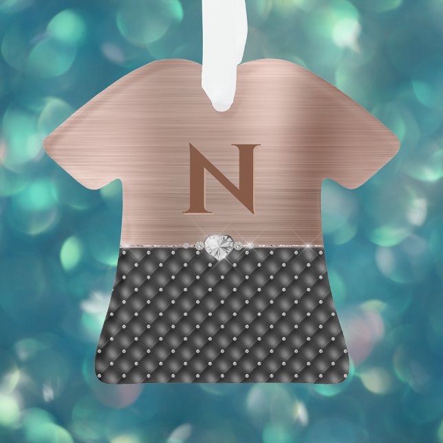 Adorno Glam Faux Cepa de cobre cepillado y monograma (Subido por el creador)