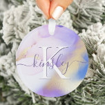 Adorno Glam Lilac Gold Resumen Paint Elegante Monograma<br><div class="desc">Personaliza fácilmente este estilo glamoroso de pintura de acuarela lila abstracta y el fondo falso de pulverización dorada con tus detalles personalizados.</div>