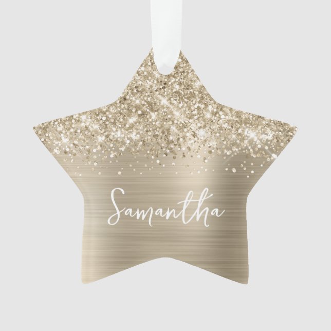 Adorno Glittery Pale Gold Glam Name Star (Anverso)
