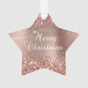 Adorno Glittery Rosa Dorado Merry Christmas