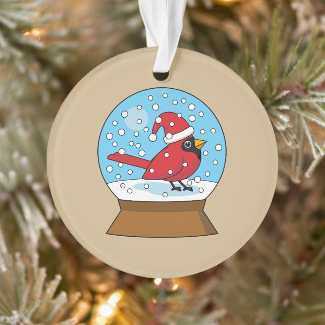 Adorno Globe de nieve con cardenal rojo curado (Árbol)
