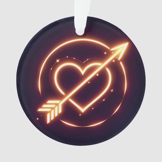 Adorno glowing image of a heart with cupid's arrow (Anverso)
