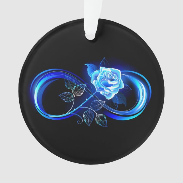 Adorno Glowing infinity with blue rose (Anverso)