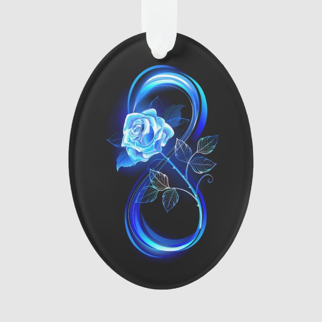 Adorno Glowing infinity with blue rose (Anverso)