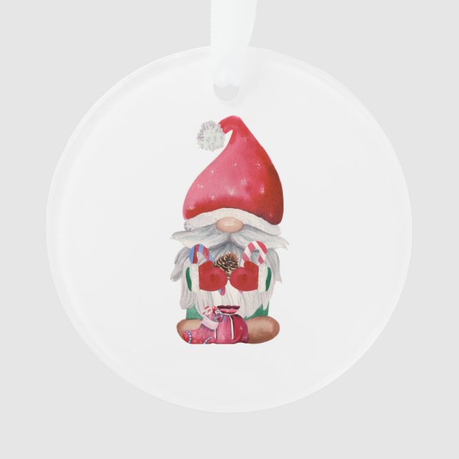 Adorno Gnome de Navidades de acuarela (Anverso)