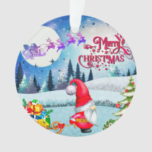 Adorno Gnomo Navideño Nevado y Regalos del Trineo de Sant