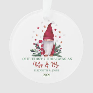 Adorno Gnomo ramas de pino nuestra primera Navidad