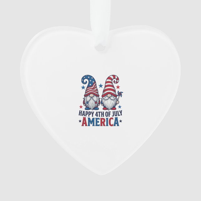 Adorno Gnomos Patrióticos Feliz 4 de Julio Camiseta Améri (Anverso)