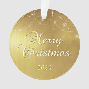 Adorno Gold Glam Merry Christmas Couple Photo