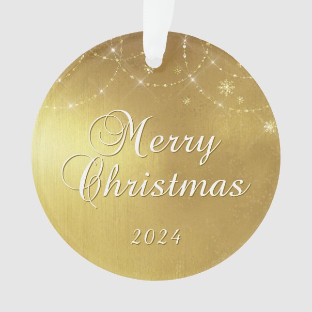 Adorno Gold Glam Merry Christmas Couple Photo (Anverso)