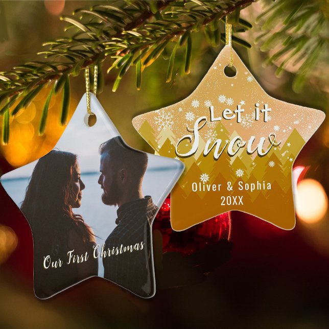 Adorno Gold Let the Snow First Christmas Photo (Subido por el creador)
