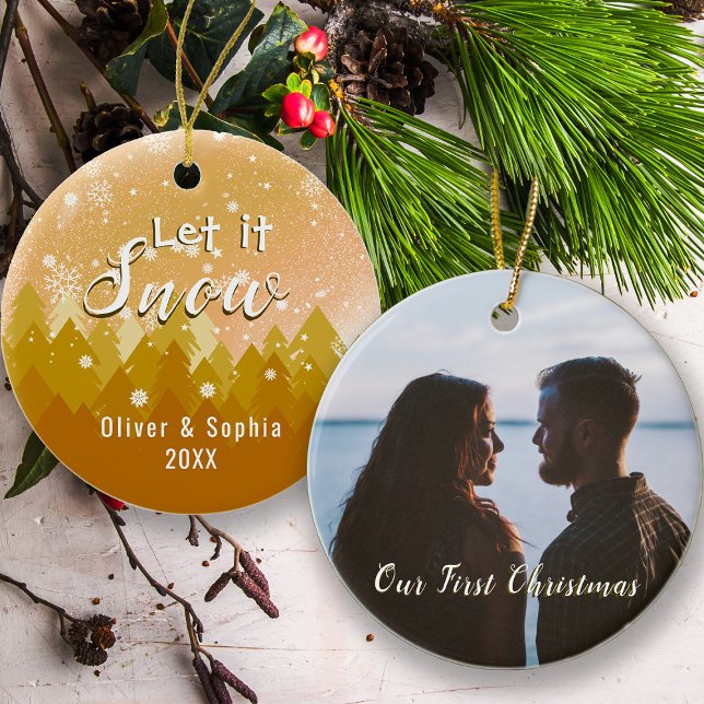 Adorno Gold Let the Snow First Christmas Photo (Subido por el creador)
