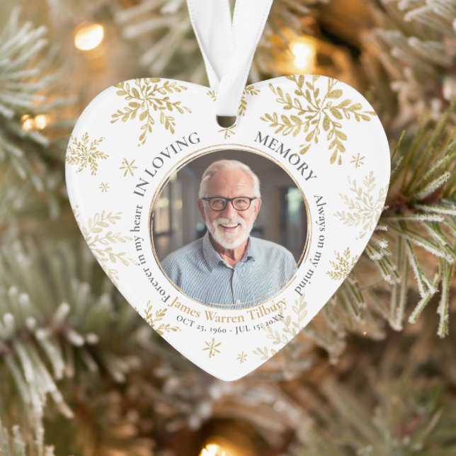 Adorno Gold Snowflake In Loving Memory Memorial Christmas (Árbol)