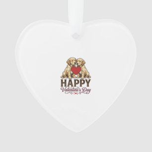 Adorno Golden Retriever Feliz Día de San Valentín