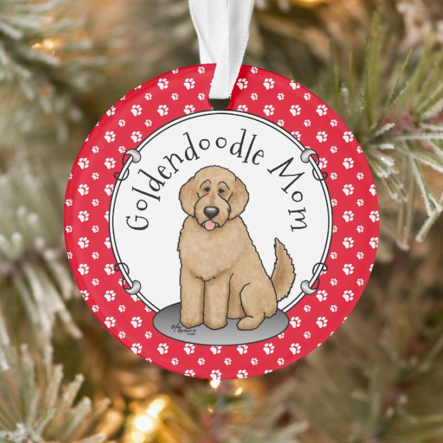 Adorno Goldendoodle Mom Doodle Mom (rojo dorado) (Árbol)