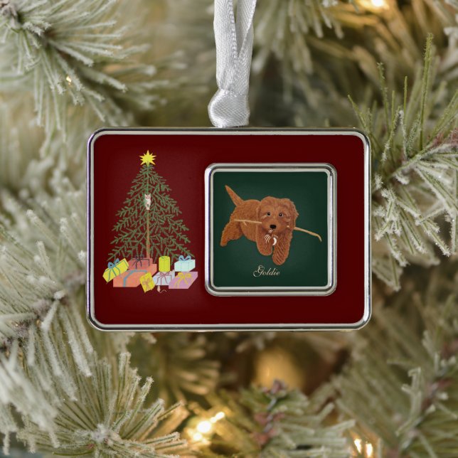 Adorno Goldie Doode Christmas Tree Framed Ornament (Árbol)