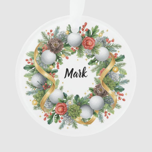 Adorno Golf Christmas Wreath with Golfer Name (Anverso)