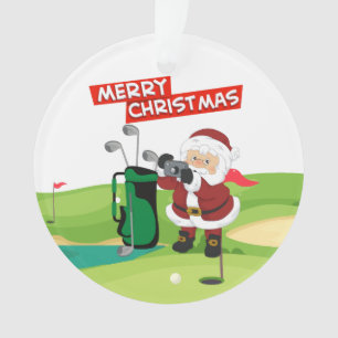 Adorno Golf Santa Claus golfer Feliz Navidad en verde