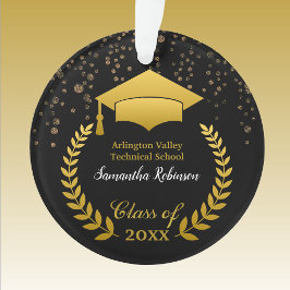 Adorno Gorra de oro y Laurel sobre graduación negra