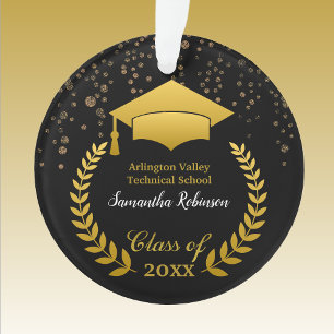 Adorno Gorra de oro y Laurel sobre graduación negra