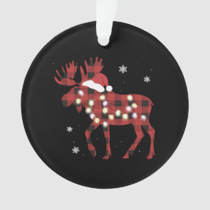Adorno Gorrito de Santa de cuadros rojos de Navidad Reno 