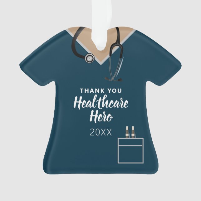 Adorno Gracias Hero Blue Scrub Personalizado (Anverso)