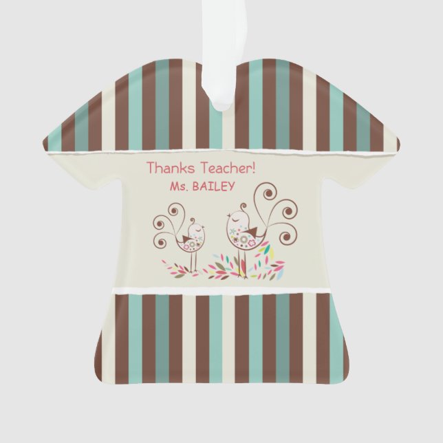 Adorno Gracias Profesor, Whimsical Bird Stripe (Anverso)