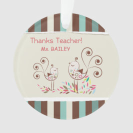 Adorno Gracias Profesor, Whimsical Bird Stripe