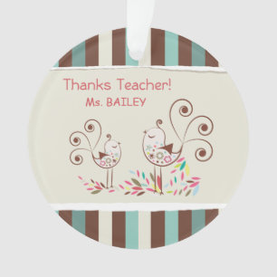 Adorno Gracias Profesor, Whimsical Bird Stripe