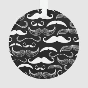 Adorno Gracioso diseño de bigote blanco en negro