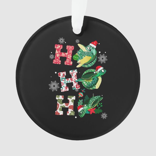 Adorno Gracioso Feliz Navidad HO HO Turtle Santa (Anverso)