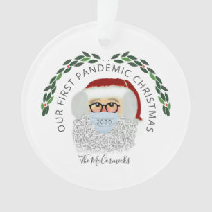 Adorno Gracioso Santa llevando máscara de cara Covid Per