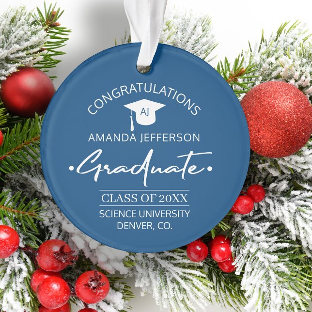 Adorno Graduación | Año de clase y elegante azul escolar (Subido por el creador)