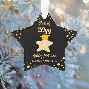 Adorno Graduación de 2023 Black and Gold Super Star