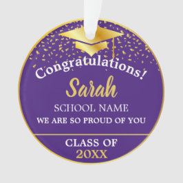 Adorno Graduación De Oro Púrpura De Nombre Personalizado