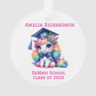 Adorno Graduación personalizada de Unicornio rosa