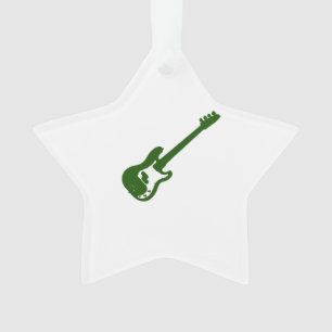 Adorno gráfico verde inclinado de la guitarra baja