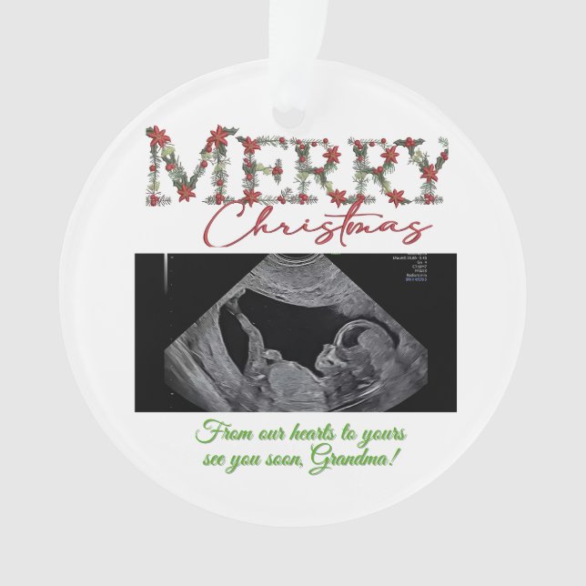 Adorno Grandma Christmas Ornament With a Baby Sonogram  (Anverso)