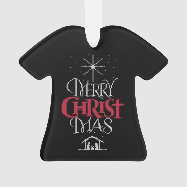 Adorno Granny Knit Religioso Feo Merry Christmas Sweater (Reverso)