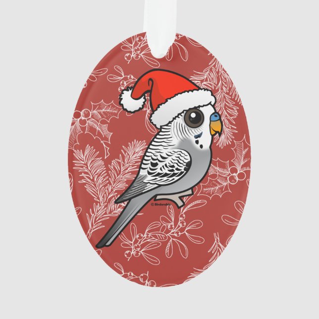 Adorno Gray Budgie Santa Claus (Reverso)