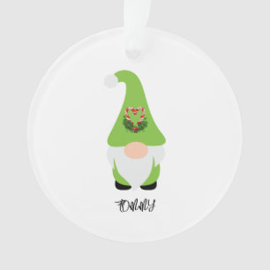 Adorno Green Gnome NAME Happy Holidays Year Fun