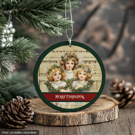 Adorno Green Red Merry Christmas Ornament Angel Keepsake
