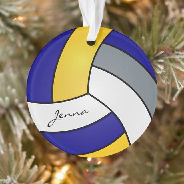 Adorno Gris, blanco, oro y voleibol azul (Árbol)