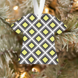 Adorno Gris oscuro, negro, diamantes de ikat amarillo de