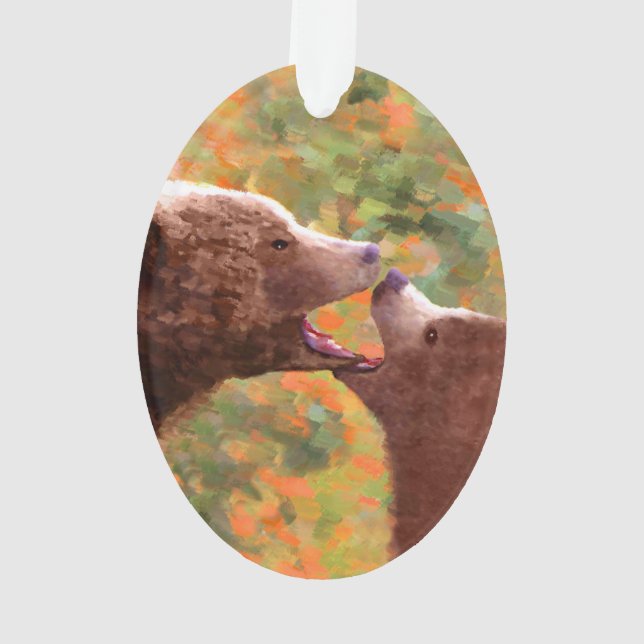 Adorno Grizzly Bear Mom and Cub Painting - Wildlife Art (Reverso)
