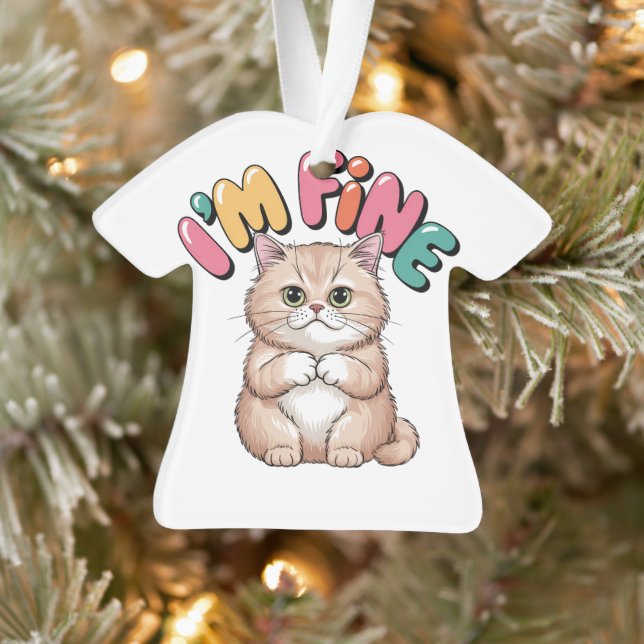 Adorno Grumpy Cat "I'm Fine" Funny Cartoon Shirt (Árbol)